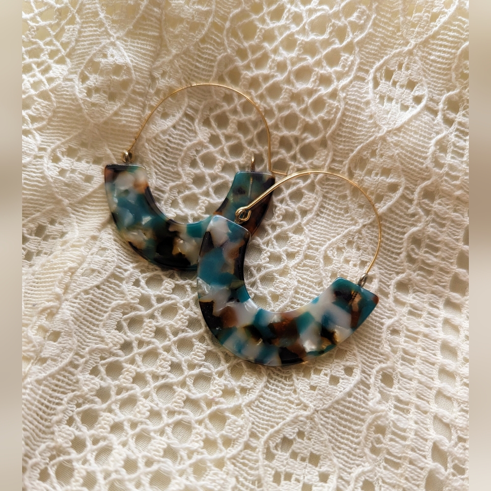 3/$25 Earrings, teal, brown, white